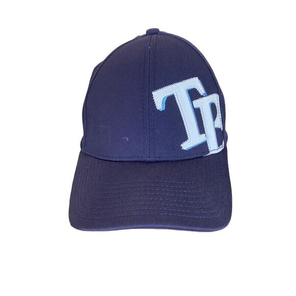 3/$21 Tampa Bay Rays Navy Blue Fitted Baseball Cap Hat - M/L - Picture 2 of 6